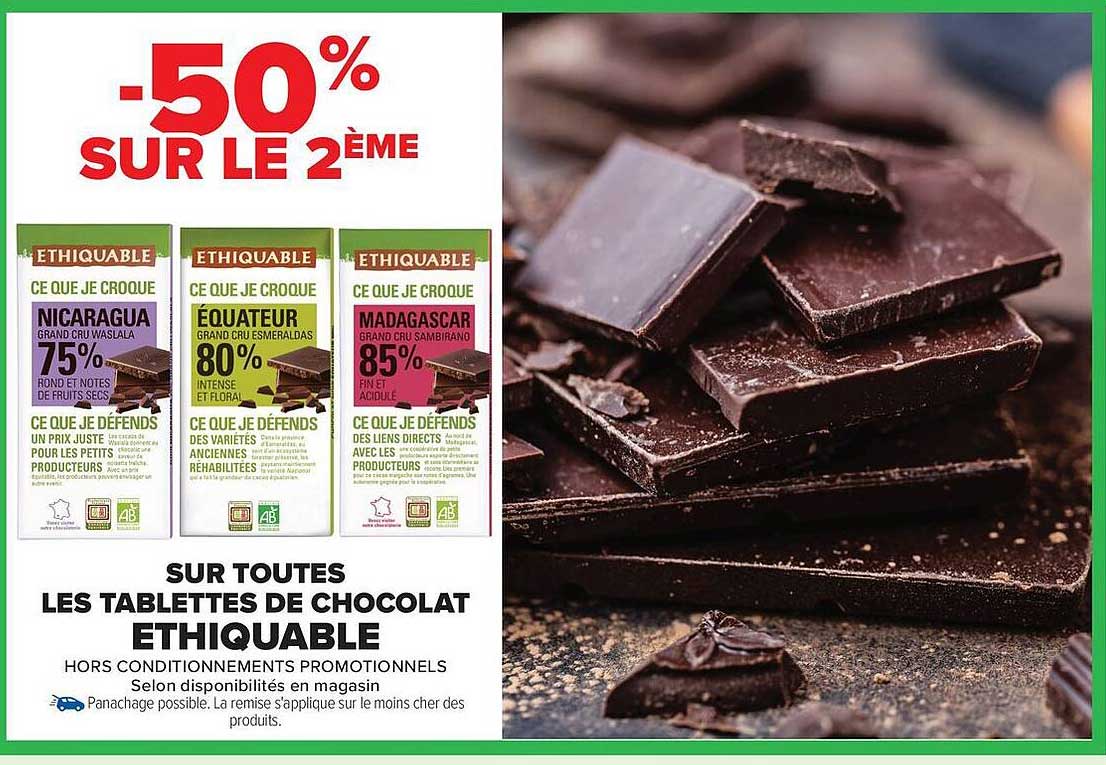 LES TABLETTES DE CHOCOLAT ETHIQUABLE