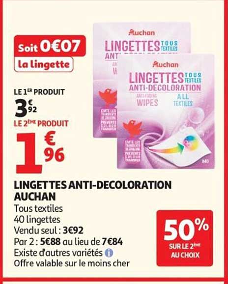 LINGETTES ANTI-DECOLORATION AUCHAN