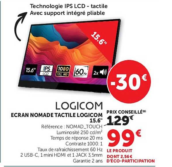 LOGICOM ECRAN NOMADE TACTILE LOGICOM 15.6