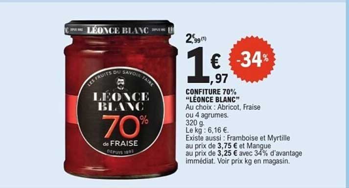 L'ONCE BLANC 70% de FRAISE