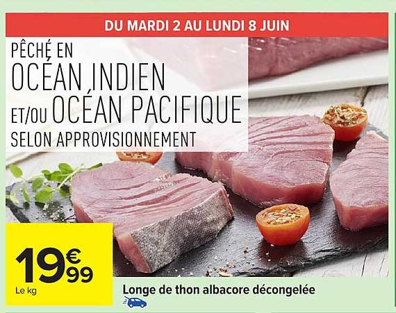 Longe de thon albacore décongelée