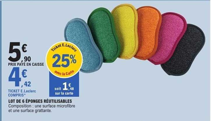 LOT DE 6 ÉPONGES RÉUTILISABLES