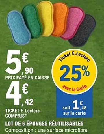 LOT DE 6 EPONGES REUTILISABLES
