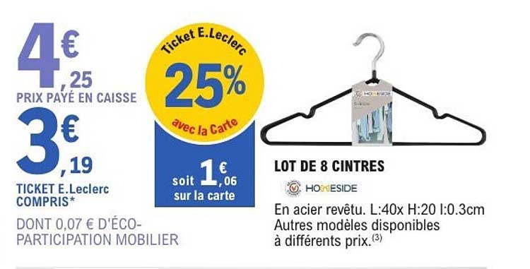 LOT DE 8 CINTRES
