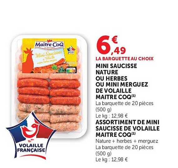 Maître Coq Mini Saucisses Valentines de volaille