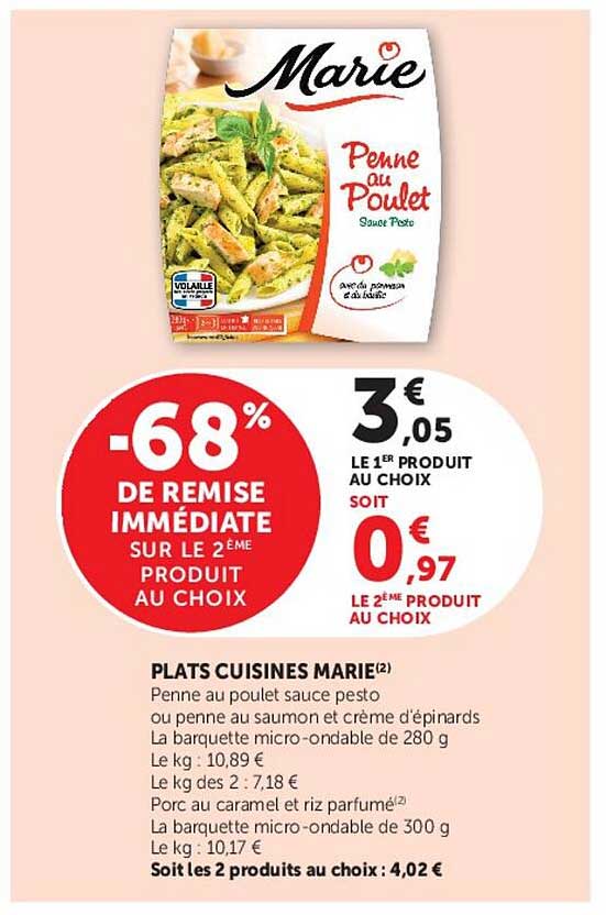Marie Penne au poulet sauce pesto