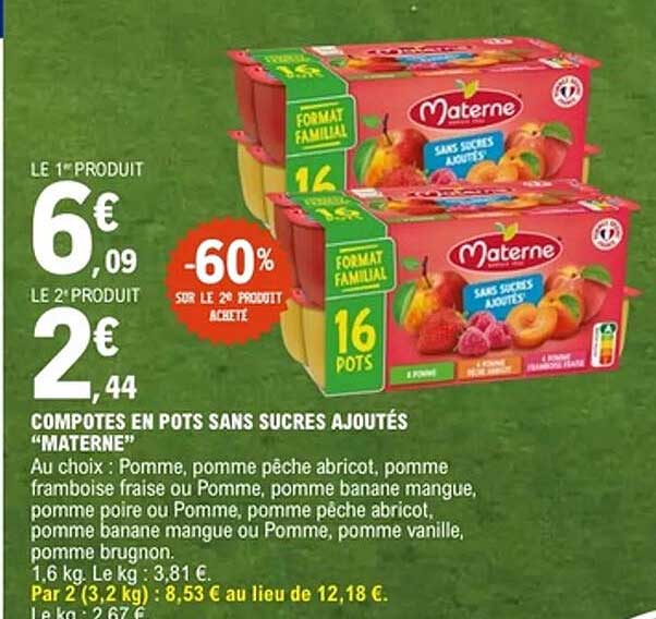 Materne Compotes en pots sans sucres ajoutés