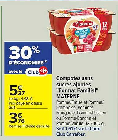 Materne Compotes sans sucres ajoutés