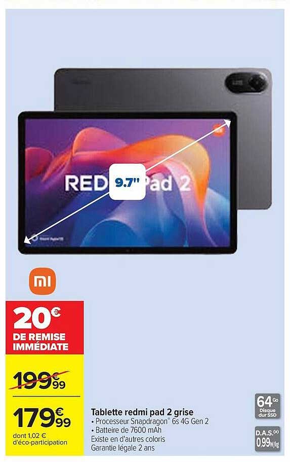 mi Tablette redmi pad 2 grise