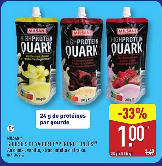 MILSANI GOURDES DE YAOURT HYPERPROTÉINÉES