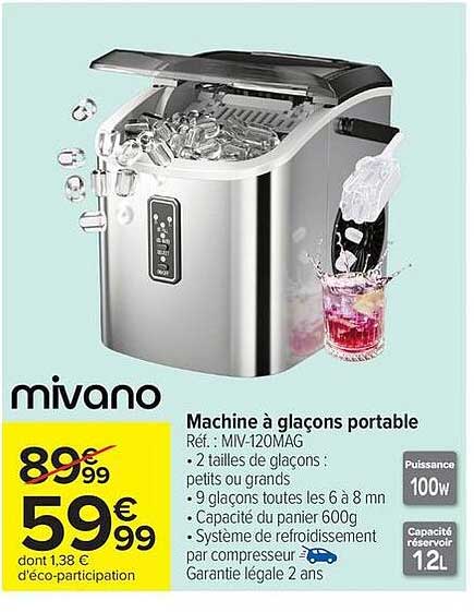 mivano Machine à glaçons portable