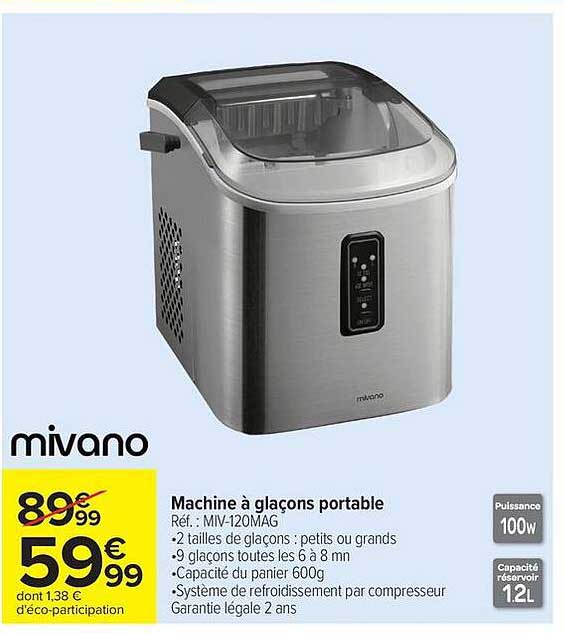 mivano Machine à glaçons portable