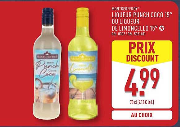 MONTEGROFY Liqueur Punch Coco 15° ou Liqueur de Limoncello 15°