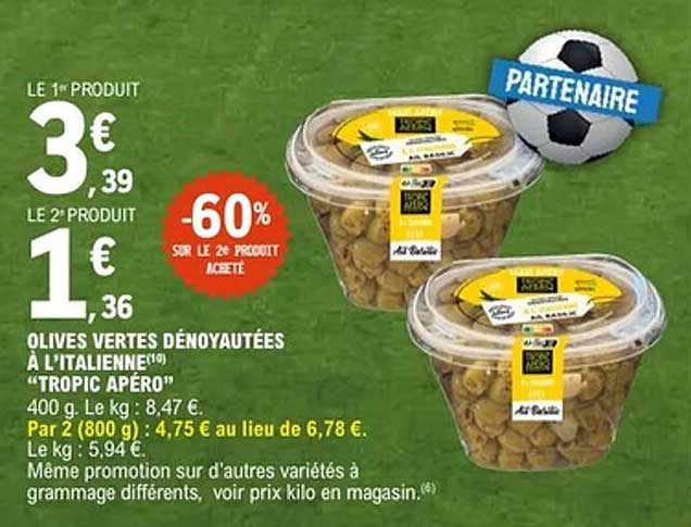 Olives vertes dénoyautées à l'italienne "Tropic Apéro