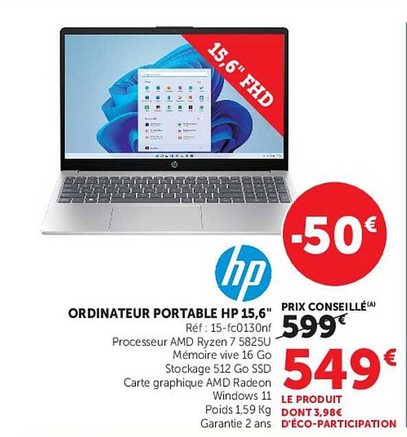 ORDINATEUR PORTABLE HP 15,6