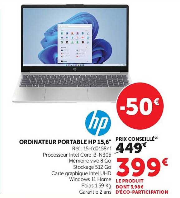 ORDINATEUR PORTABLE HP 15,6