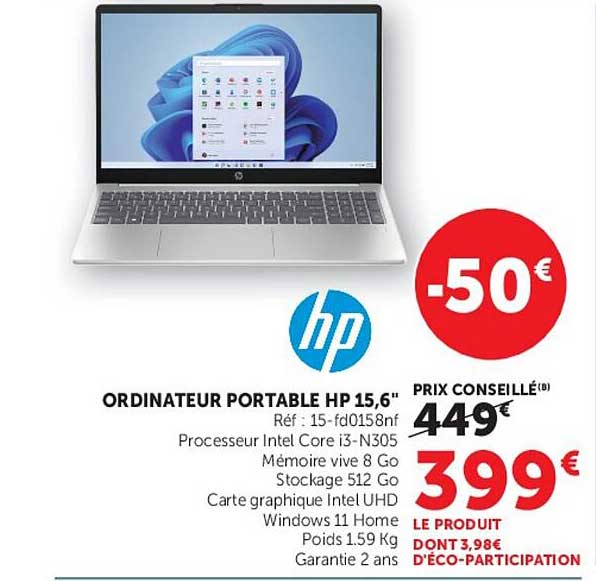 ORDINATEUR PORTABLE HP 15,6