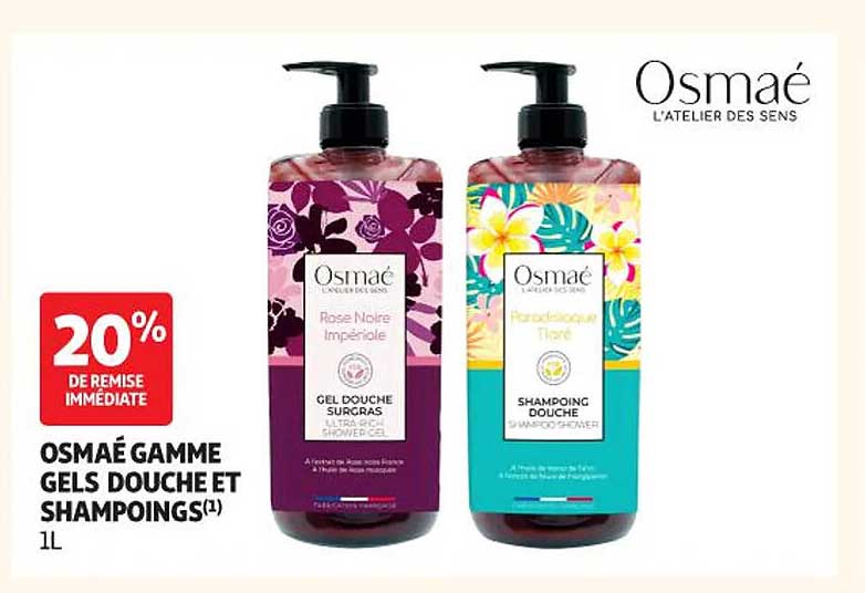 Osmaé gamme gels douche et shampoings