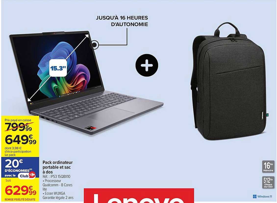 Pack ordinateur portable et sac à dos