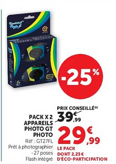 PACK X 2 APPAREILS PHOTO GT PHOTO