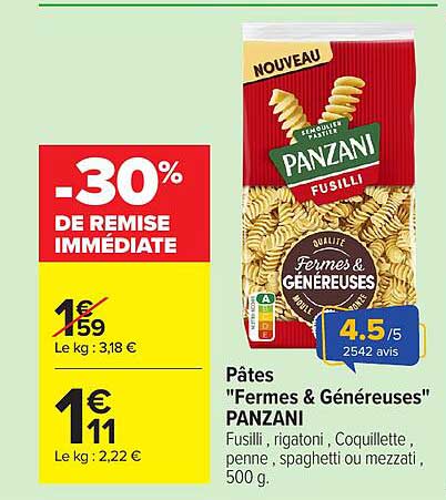 Panzani Pâtes "Fermes & Généreuses