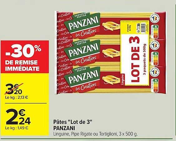 PANZANI Pâtes "Lot de 3