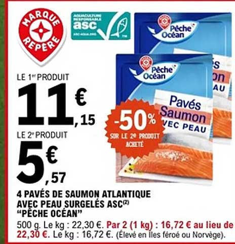Pêche Océan Pavés Saumon avec peau