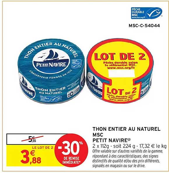 PETIT NAVIRE Thon entier au naturel