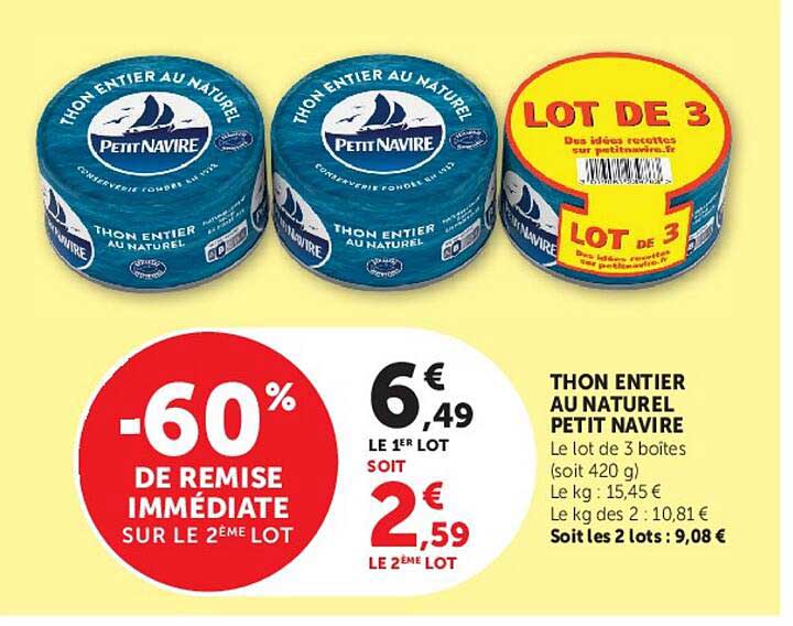 Petit Navire Thon entier au naturel