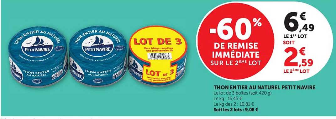 Petit Navire Thon entier au naturel