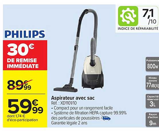 PHILIPS Aspirateur avec sac