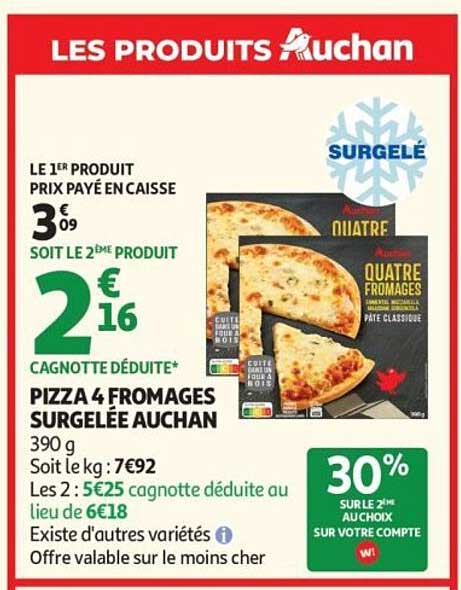 PIZZA 4 FROMAGES SURGELÉE AUCHAN