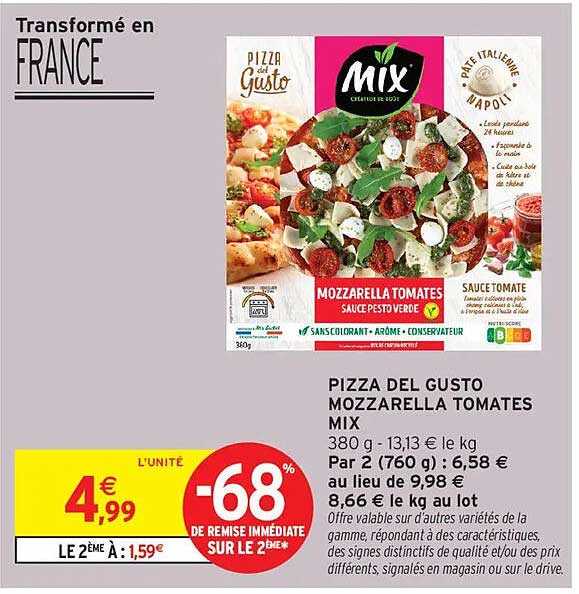 Pizza del Gusto Mozzarella Tomates Mix
