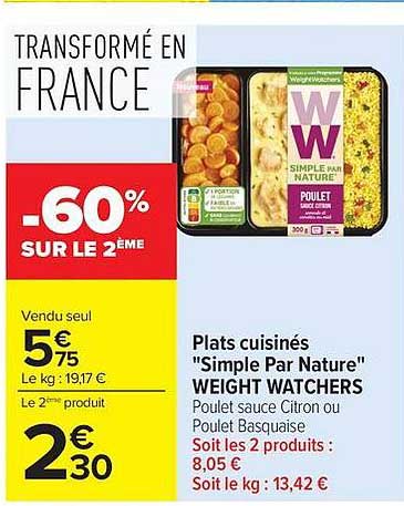 Plats cuisinés "Simple Par Nature" WEIGHT WATCHERS