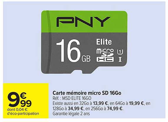 PNY Elite micro SD 16Go