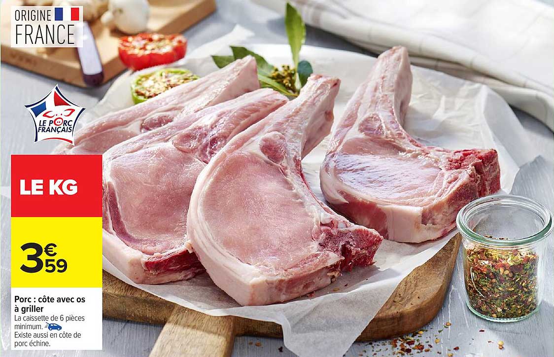 Porc : côte avec os à griller