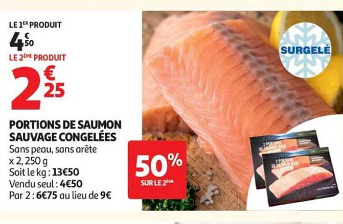 PORTIONS DE SAUMON SAUVAGE CONGELÉES
