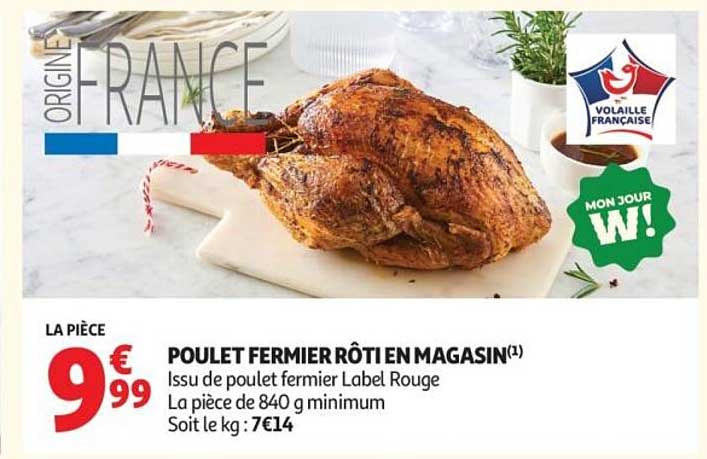 POULET FERMIER RÔTI EN MAGASIN