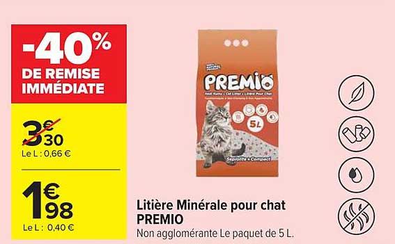 PREMIO Litière Minérale pour chat