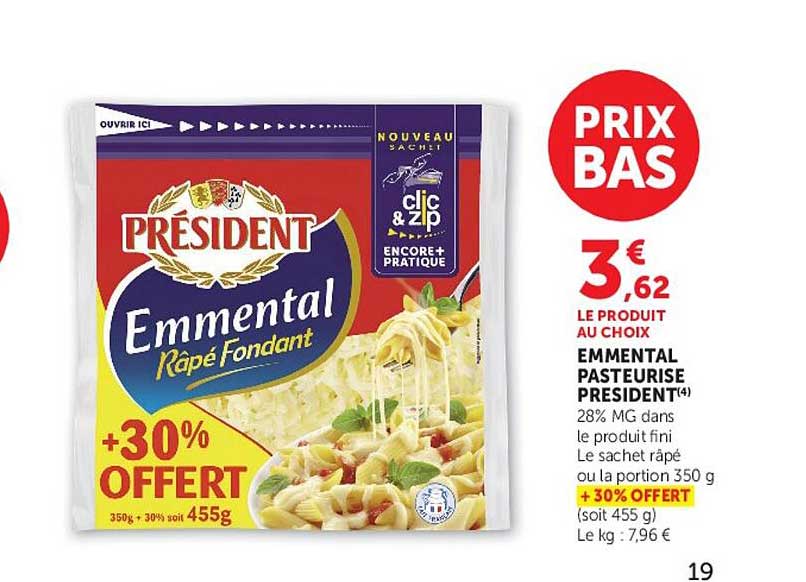 Président Emmental Râpé Fondant