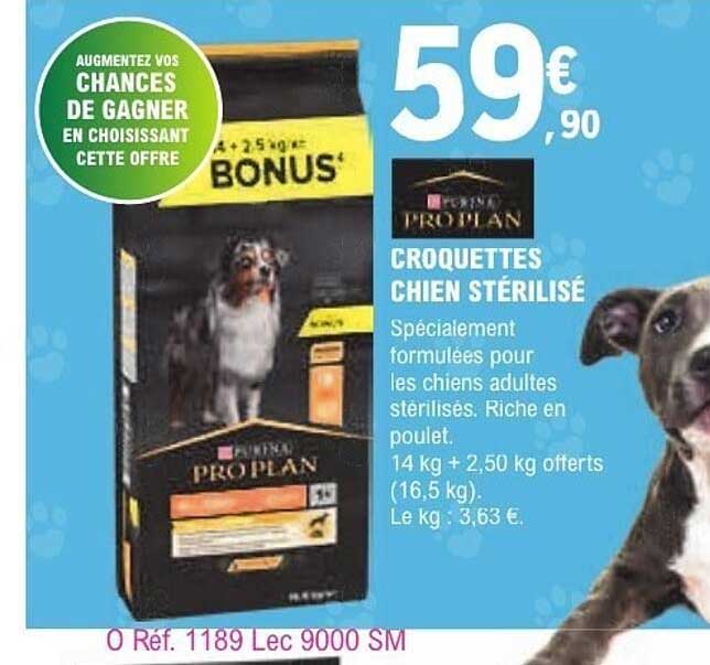 PRO PLAN CROQUETTES CHIEN STÉRILISÉE
