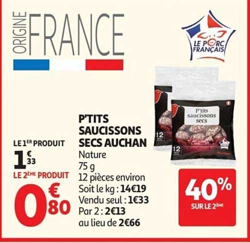 P'tits saucissons secs Auchan