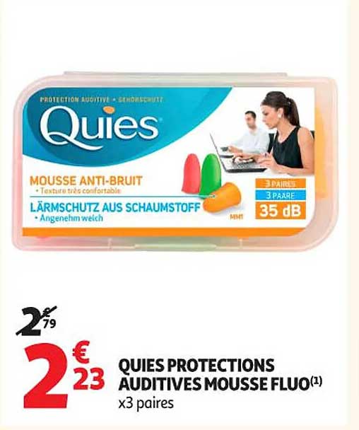 Quies Protections Auditives Mousse Fluo