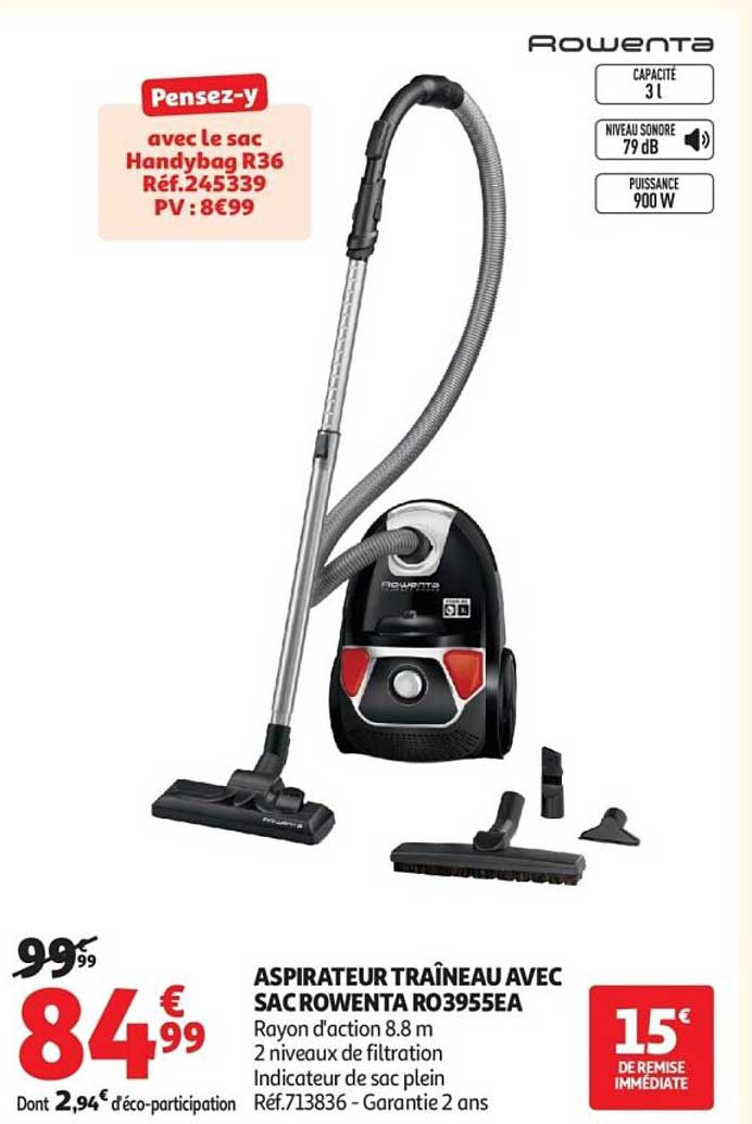 Rowenta ASPIRATEUR TRAÎNEAU AVEC SAC RO3955EA