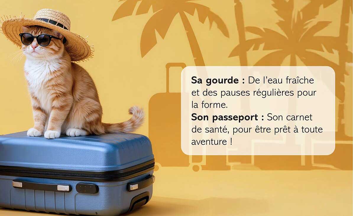 Sa gourde : De l’eau fraîche et des pauses régulières pour la forme. Son passeport : Son carnet de santé, pour être prêt à toute aventure !