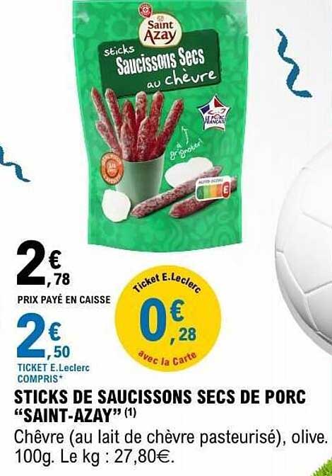 Saint Azay sticks Saucissons Secs au chèvre