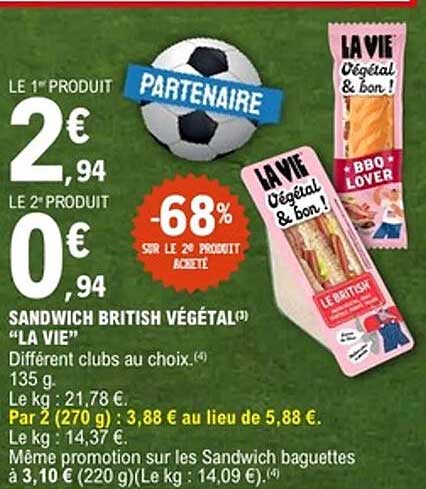 SANDWICH BRITISH VÉGÉTAL “LA VIE”
