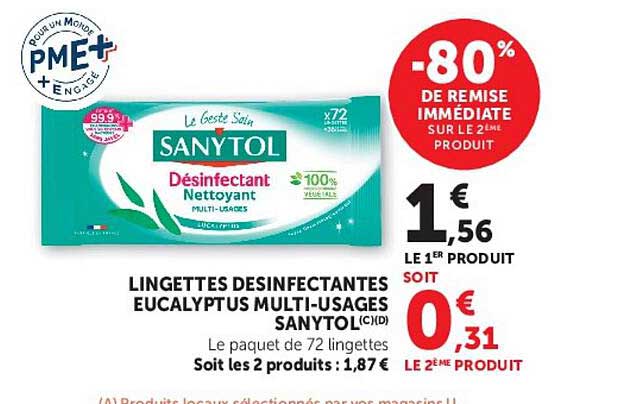 SANYTOL Lingettes désinfectantes eucalyptus multi-usages