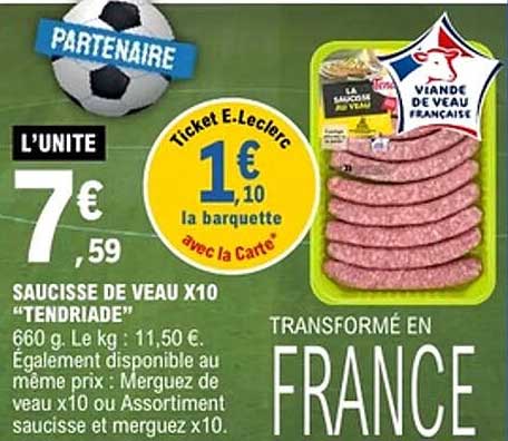 SAUCISSE DE VEAU X10