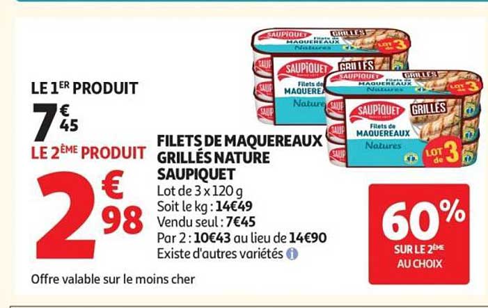 Saupiquet Filets de Maquereaux Grillés Nature